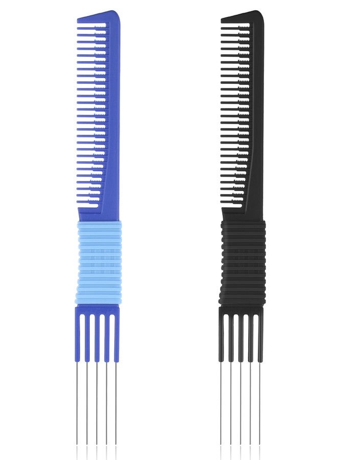 Alrhso 2Pcs Teasing Comb with Pick Hair Pick Comb for Hair Styling Lifting Combs for Women Men Curly Hairs with Prongs on, Backcombing Fluffing Combs for Fine Hairs - Image 1